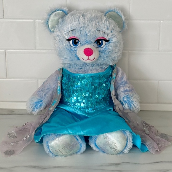 Build A Bear BAB DISNEY Frozen ELSA Blue Teddy Bear Dress Plush Stuffed SINGS! - Picture 3 of 14